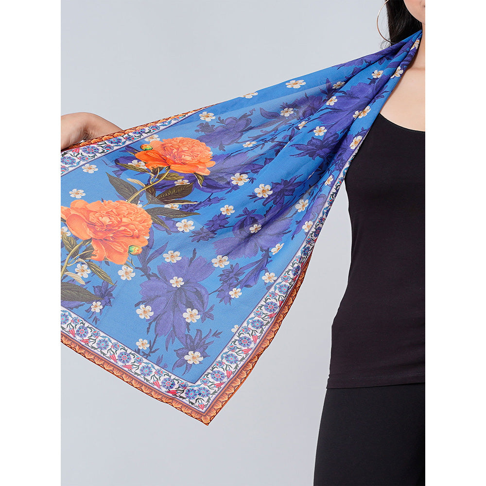 First Resort by Ramola Bachchan Blue Floral Stole