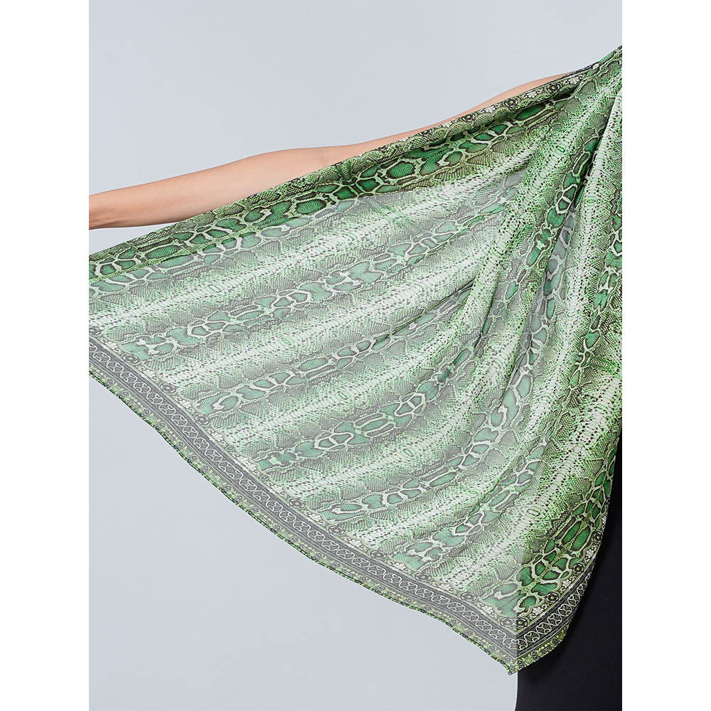 First Resort by Ramola Bachchan Green Python Print Stole