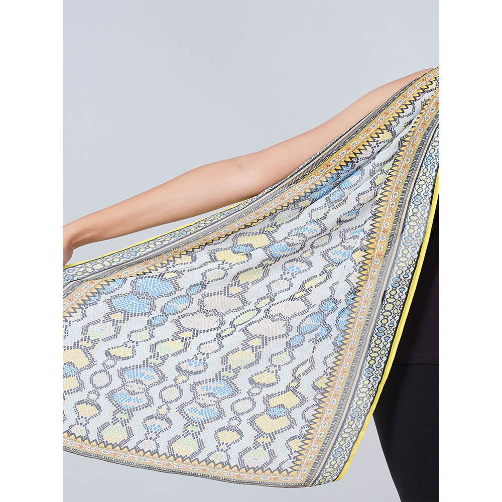 First Resort by Ramola Bachchan Yellow Geometric Stole