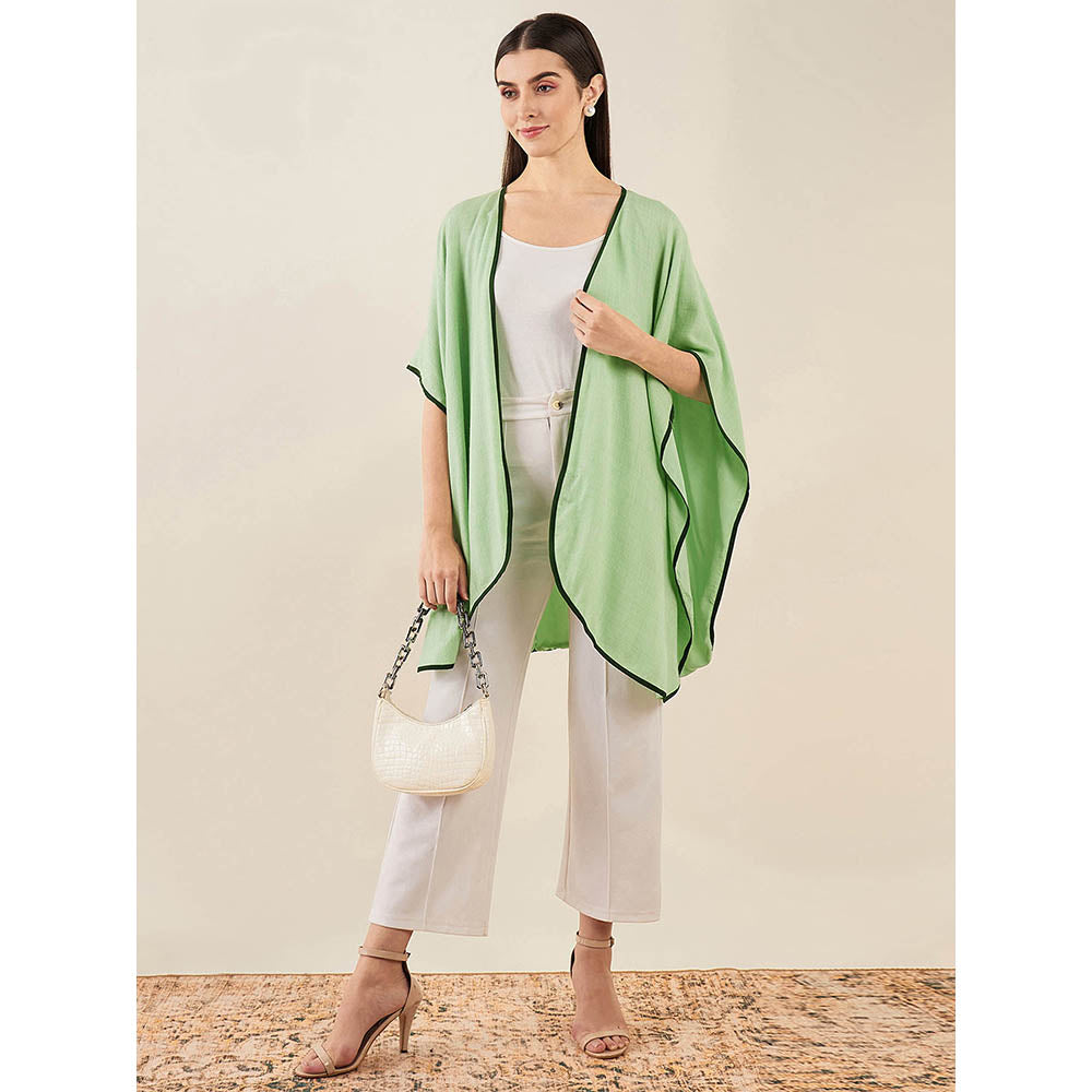First Resort by Ramola Bachchan Tea Green Cashmere Cape