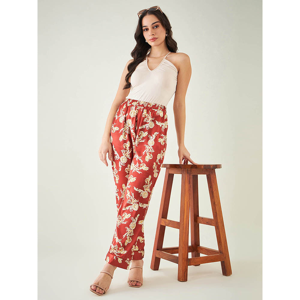 First Resort by Ramola Bachchan Red Baroque Print Pant
