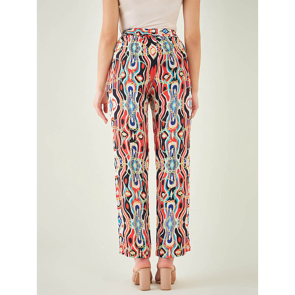 First Resort by Ramola Bachchan Black and Red Marine Wave Print Shirt and Pant (Set of 2)