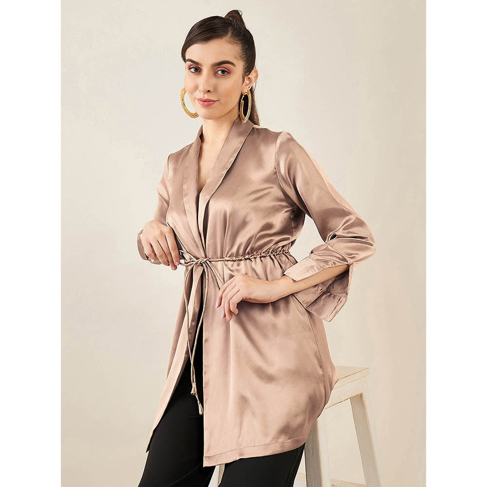 First Resort by Ramola Bachchan Hazel Brown Semi-Formal Embellished Satin Tunic