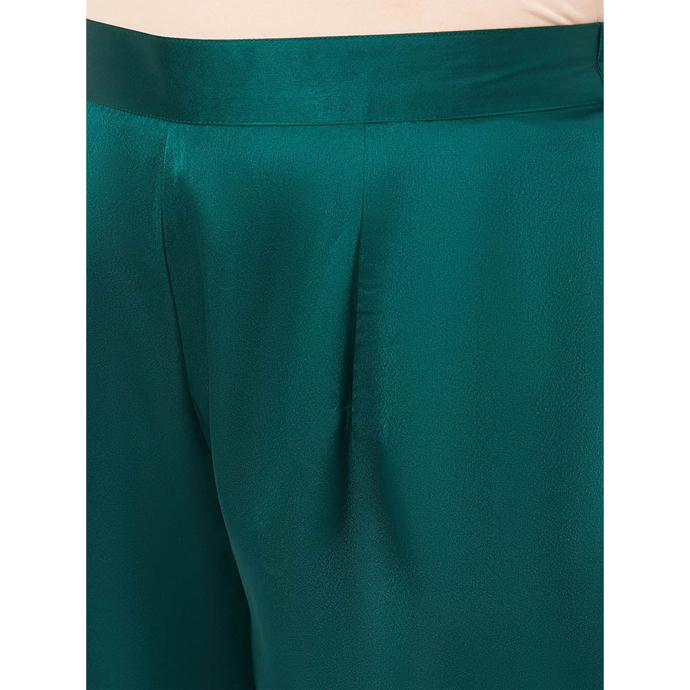 First Resort by Ramola Bachchan Teal Embellished Satin Co-Ord (Set of 2)