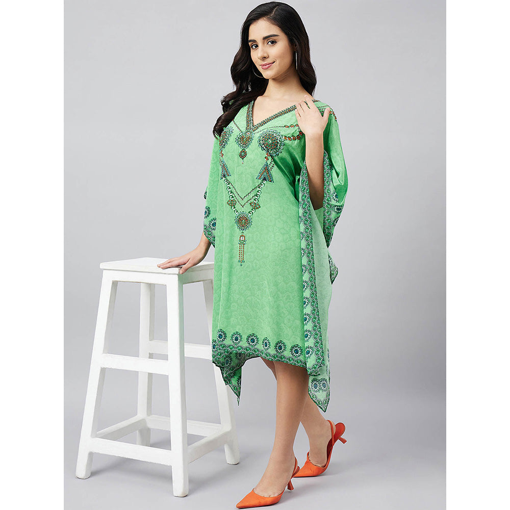 First Resort by Ramola Bachchan Parrot Green Pearl Kaftan Dress