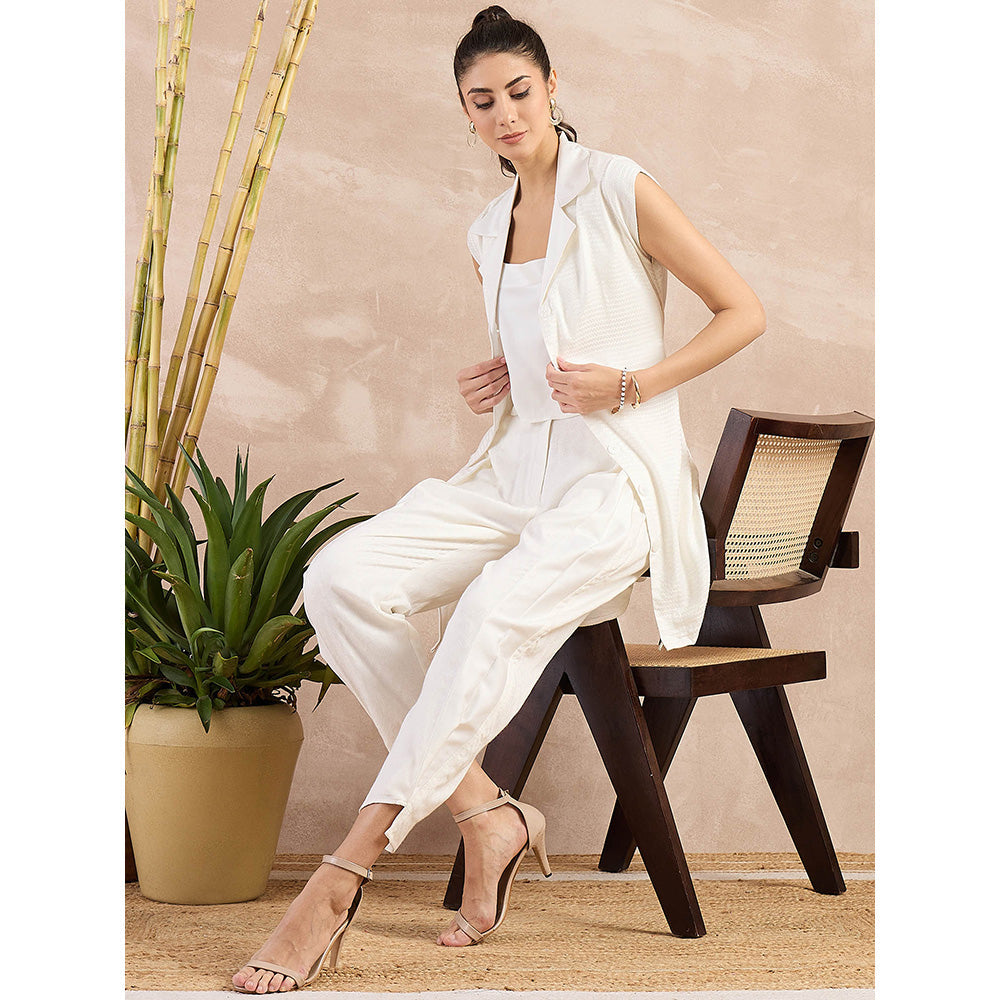 First Resort by Ramola Bachchan Off-White Herringbone Trench Dress With Belt (Set of 2)