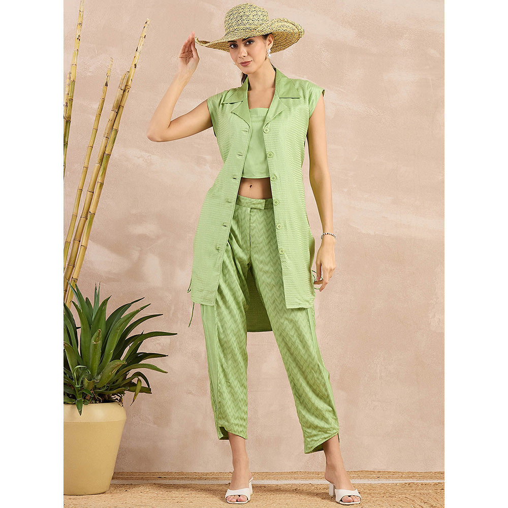 First Resort by Ramola Bachchan Pastel Green Herringbone Trench Dress With Belt (Set of 2)