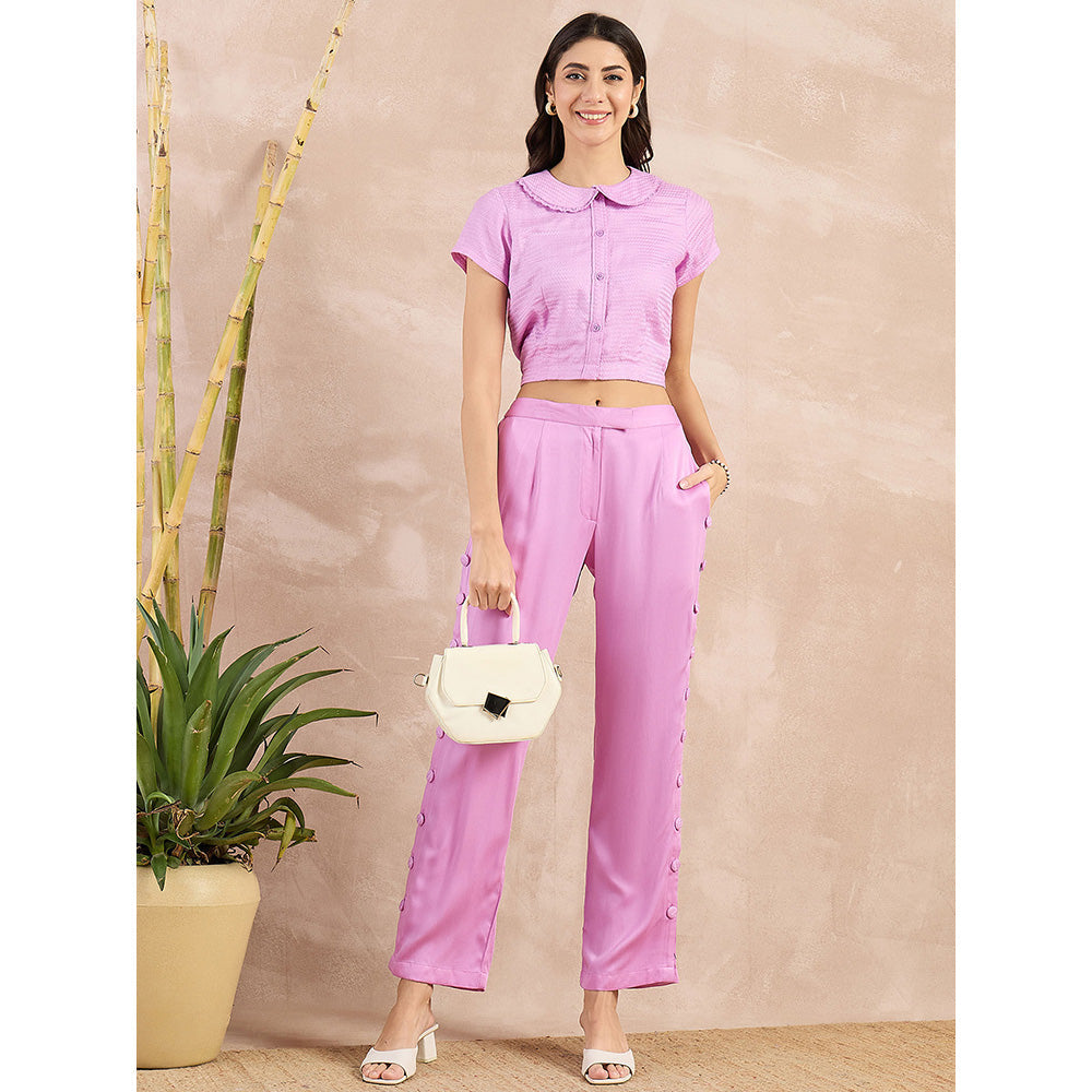 First Resort by Ramola Bachchan Purple Button Down Straight Trouser
