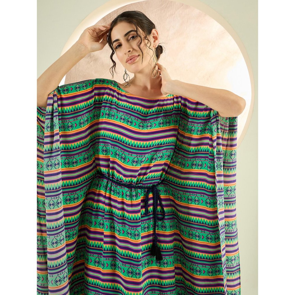 First Resort by Ramola Bachchan Green Aztec Poncho Dress (Set of 2)
