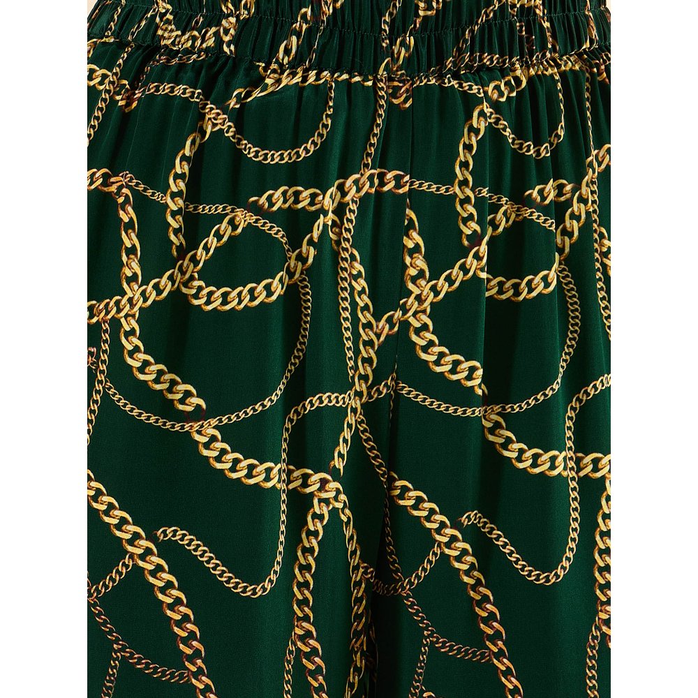 First Resort by Ramola Bachchan Forest Green Chain Print Pant