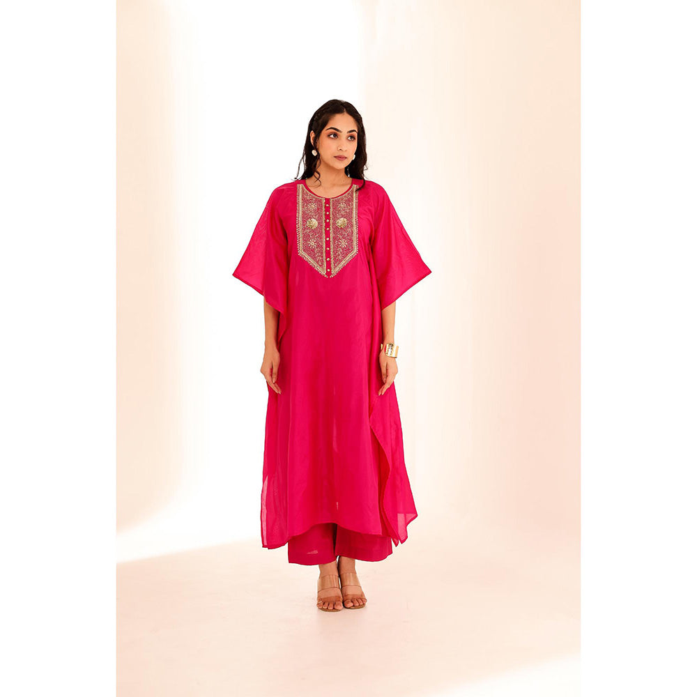 Firann By Shaheen Pink Kaftan with Pant (Set of 2)