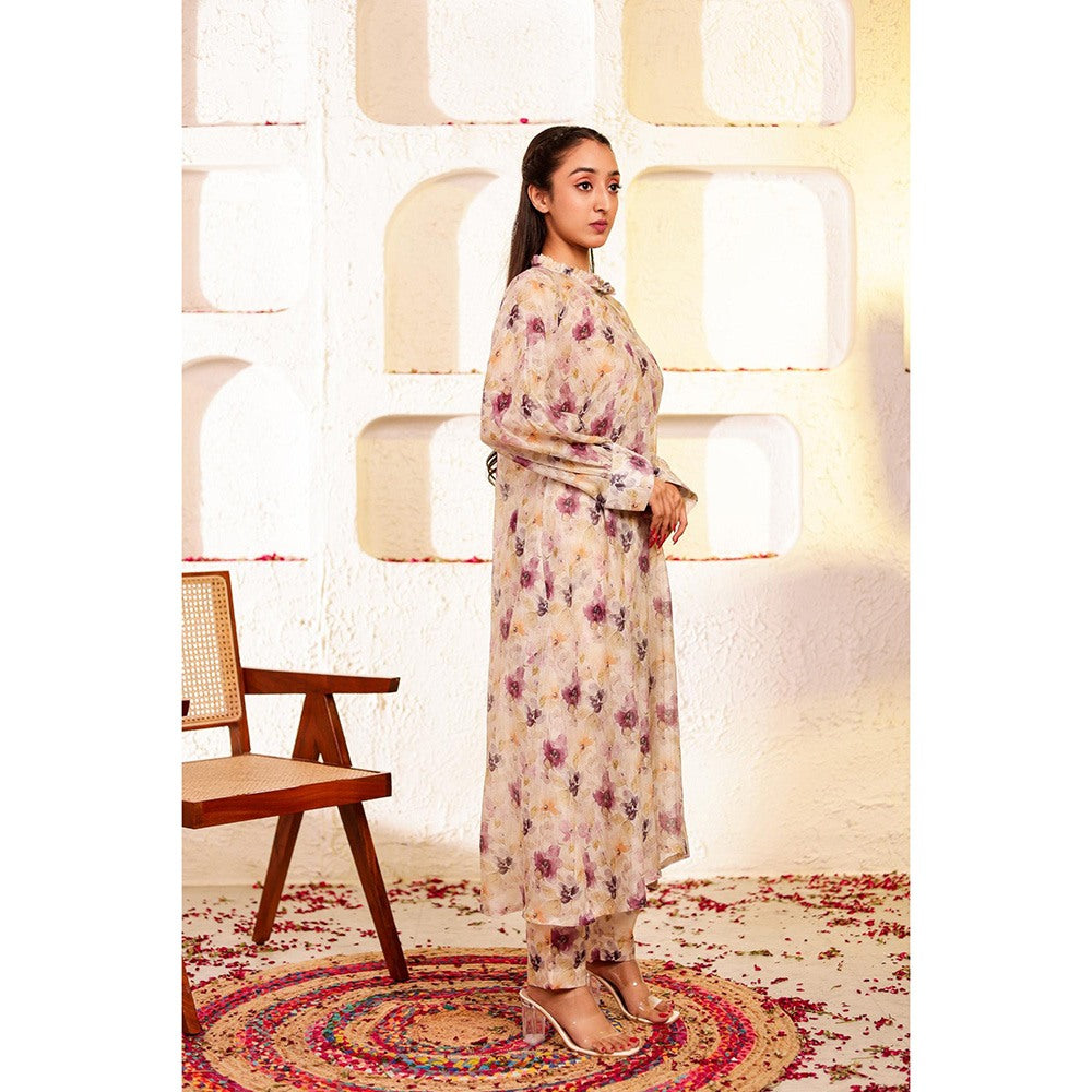 Firann By Shaheen Beige Kurta with Pant (Set of 2)