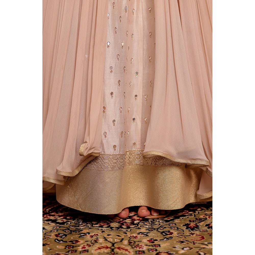 Firann By Shaheen Beige Indo Western Anarkali Kurta with Lehenga (Set of 2)