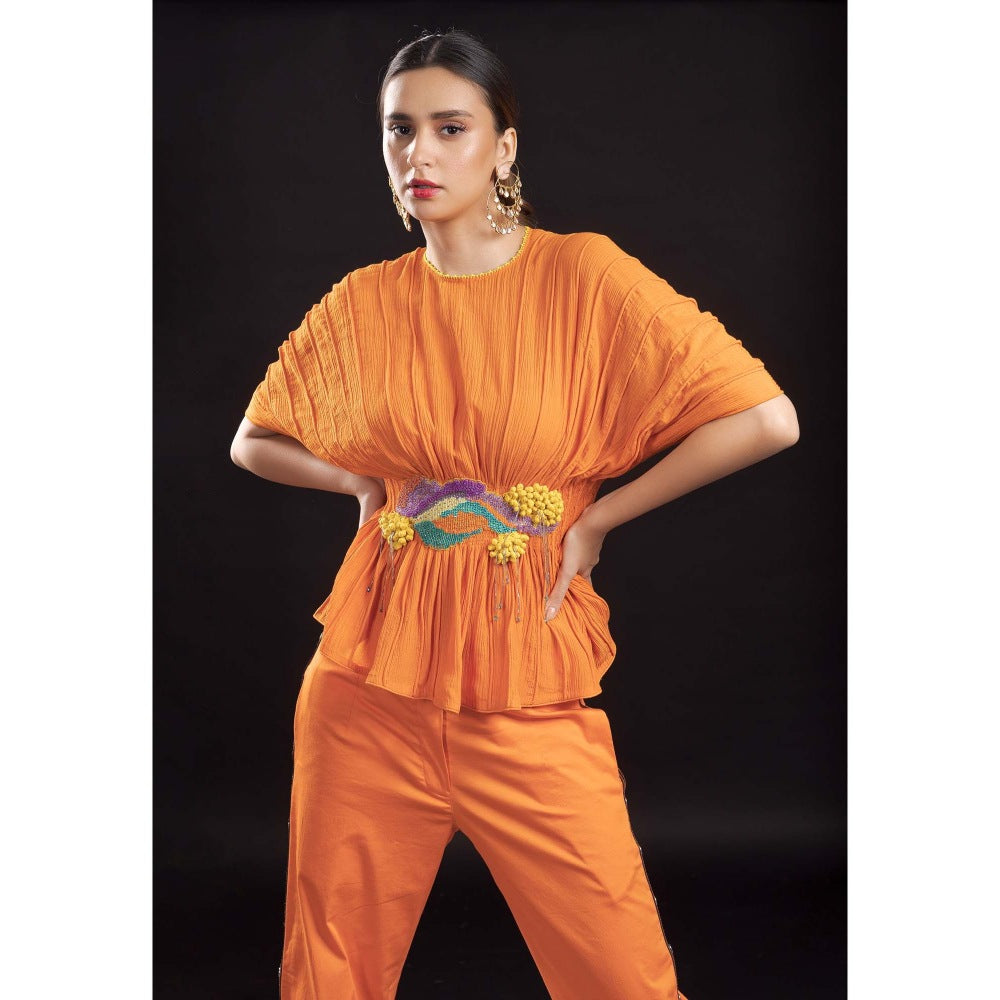Firki by Sweta Orange Tangerine Squash Co-Ord (Set of 2)