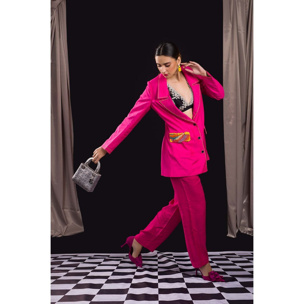 Firki by Sweta Pink Rose Pant Suit Co-Ord (Set of 2)