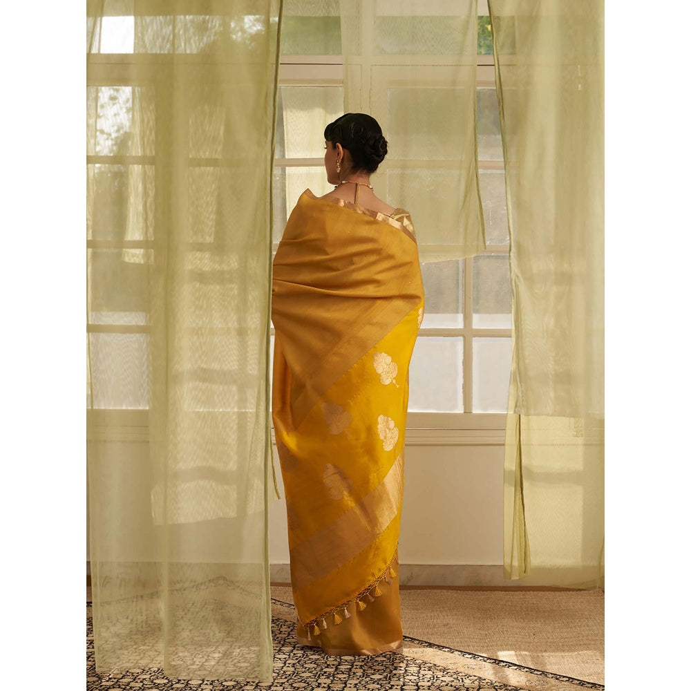 Five Point Five Mustard Amoha Saree with Unstitched Blouse