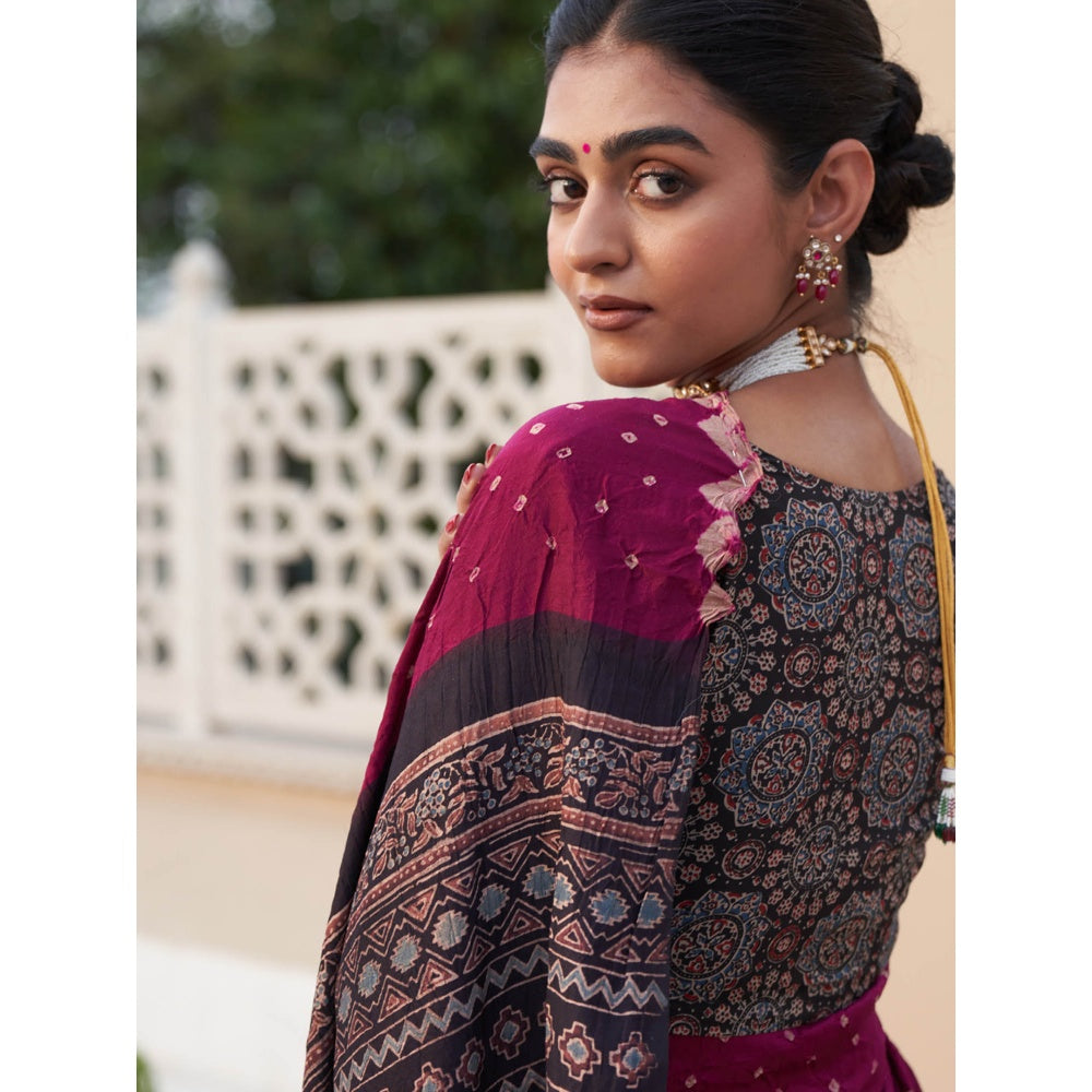 Five Point Five Parinita Purple Saree with Unstitched Blouse