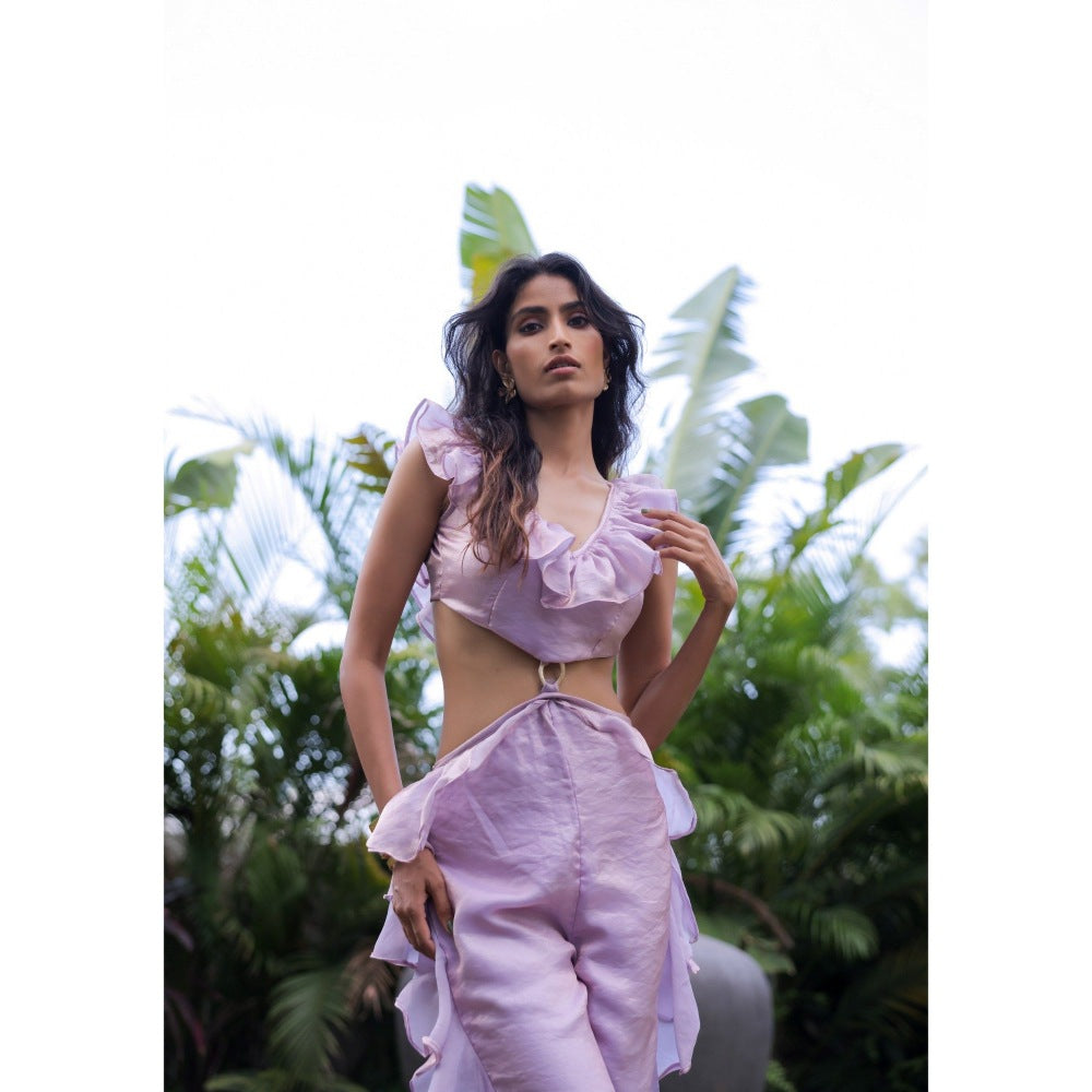 FORAM PATEL Lavender Ruffle Jumpsuit