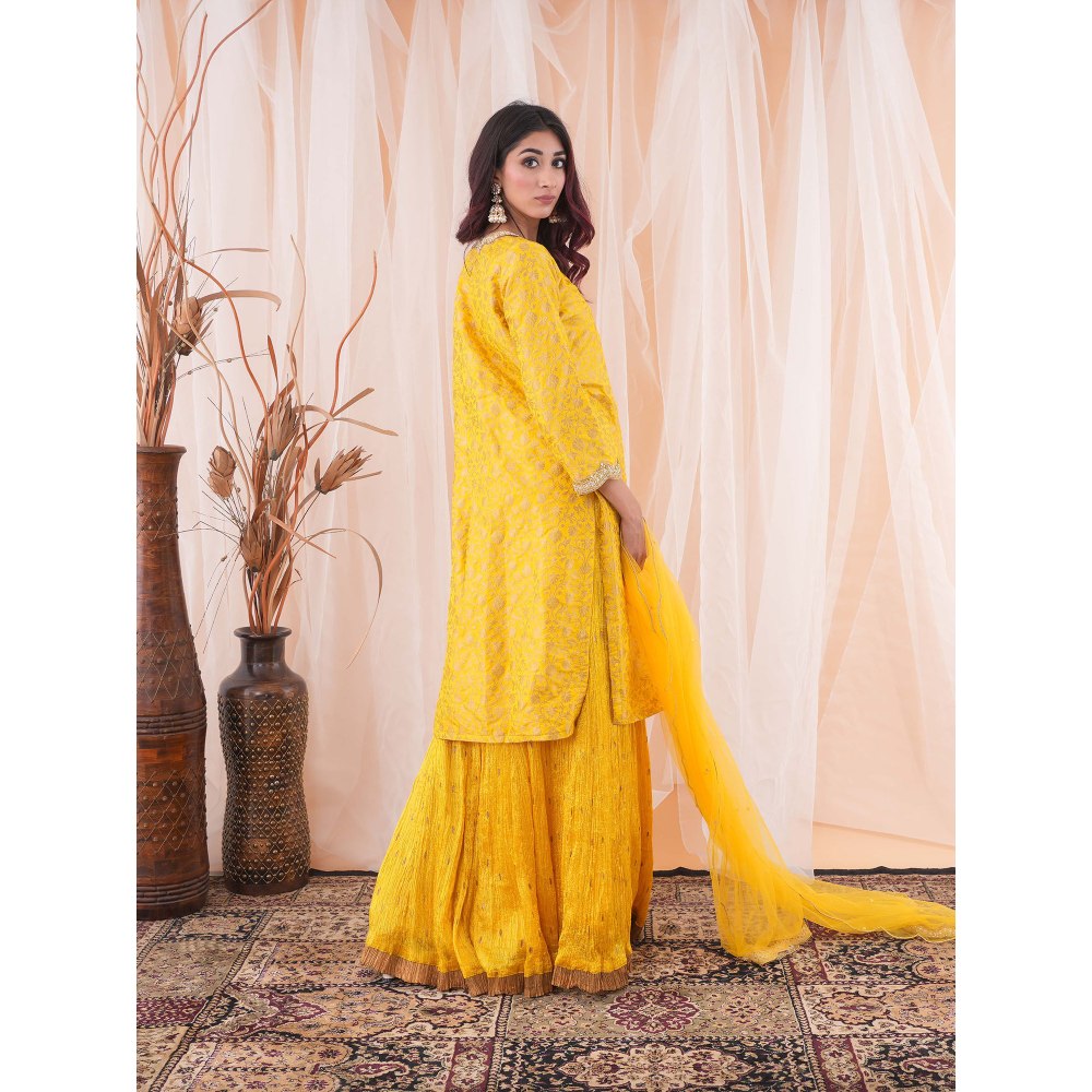 Farha Syed Yellow Kurta And Skirt (Set of 3)