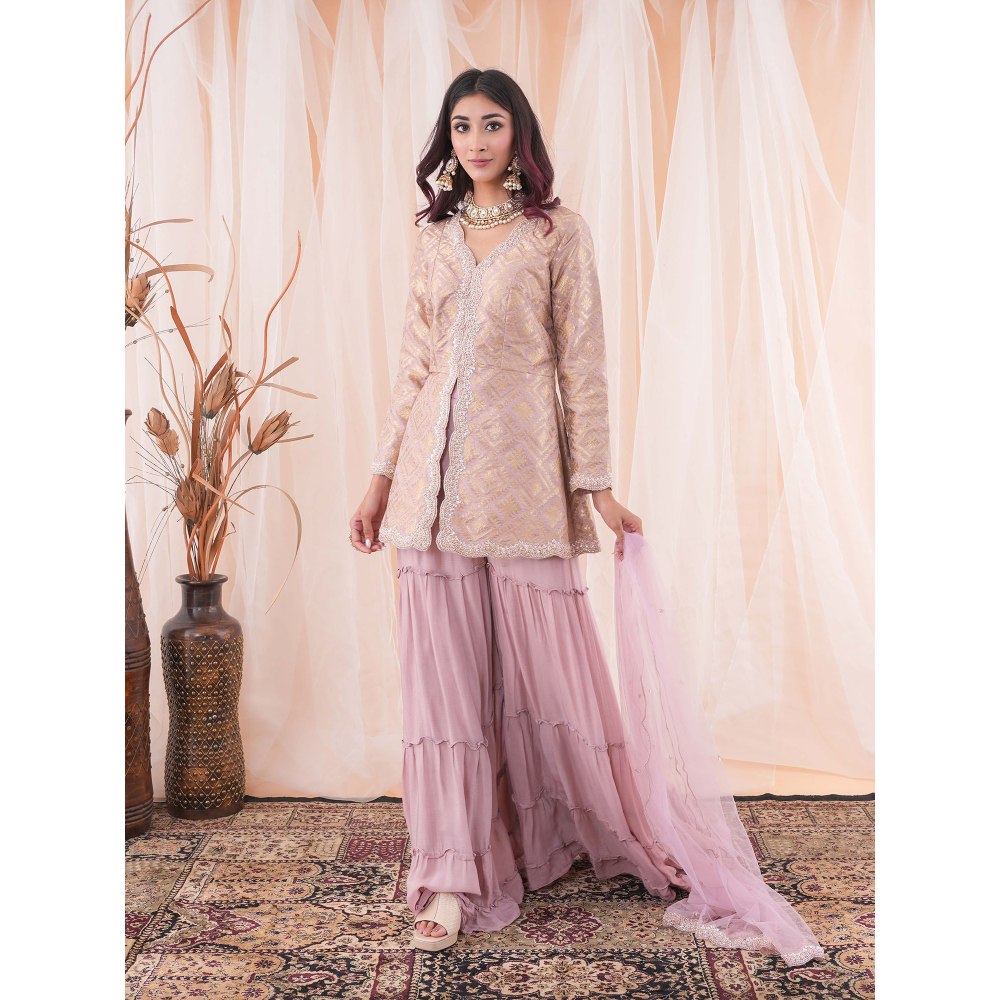 Farha Syed Lavender Peplum Sharara (Set of 3)