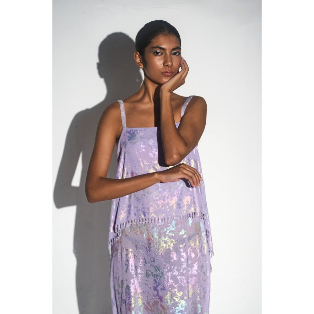 KANGANA TREHAN Lilac Metallic Jacquard Chandelier Dress