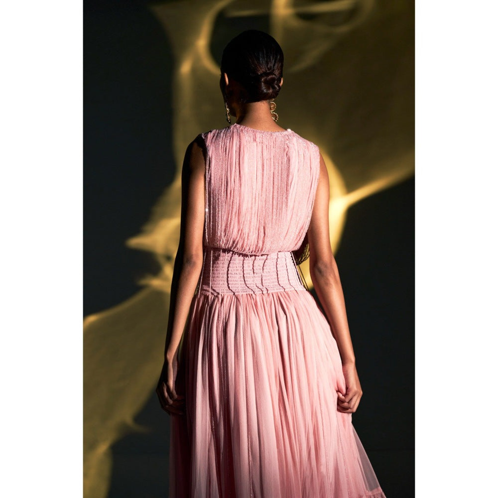 KANGANA TREHAN Pink Maxi Dress with Crystal Strings