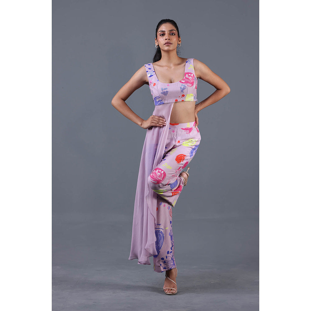 GAGAN VOHRA Tipped Drape Co-Ord Set - Lavender
