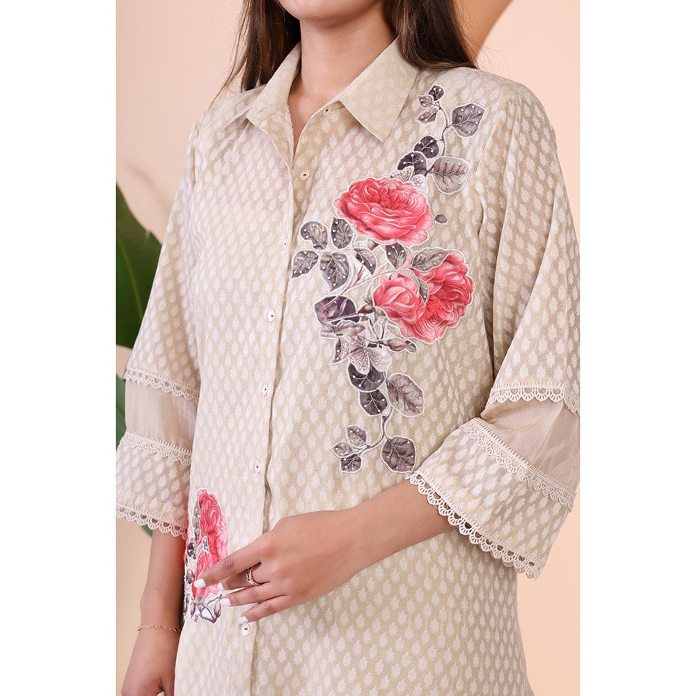 GAGAN VOHRA Womens Floral Beige Co-Ord Set
