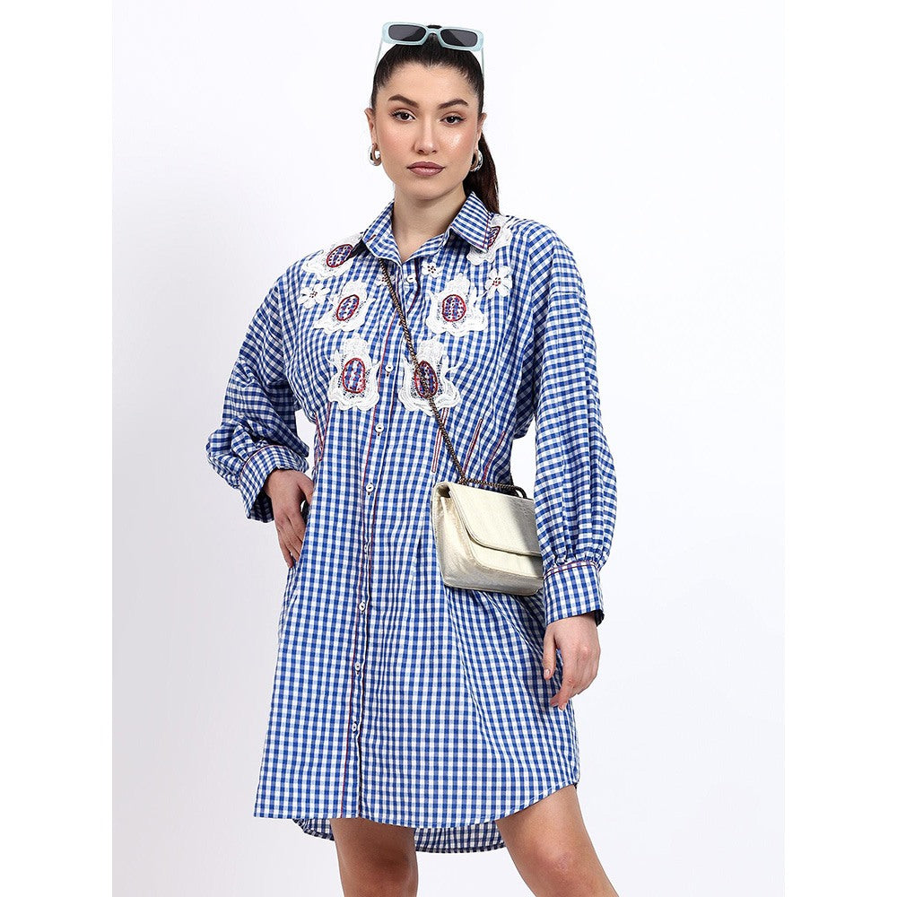 GAGAN VOHRA Womens Checks Blue Dress