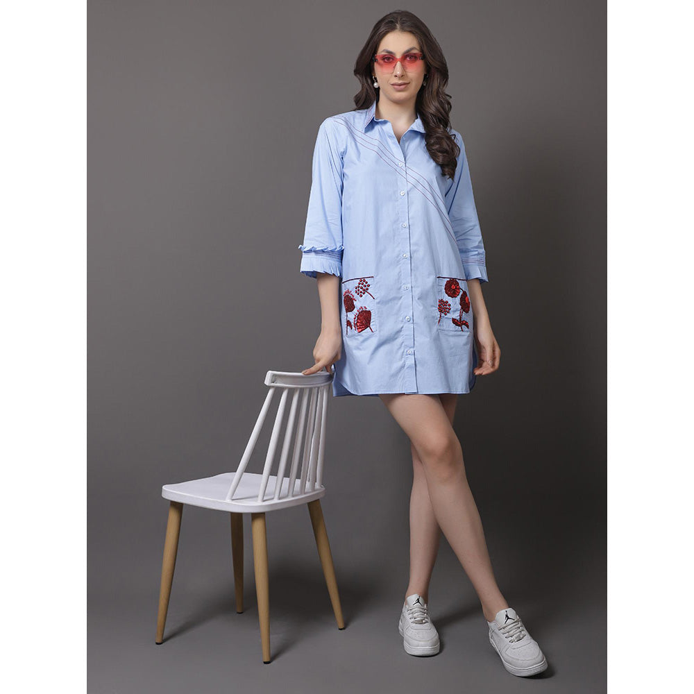 GAGAN VOHRA Womens Embroidered Blue Dress