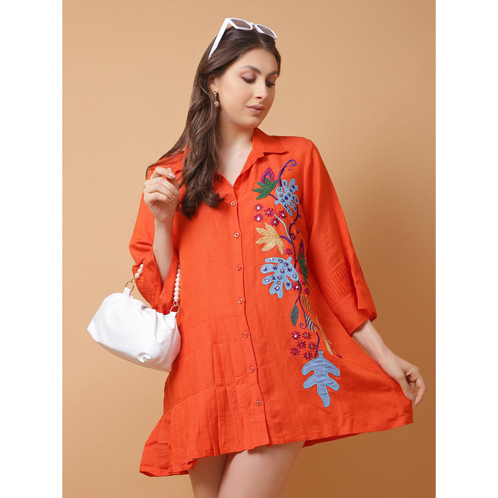 GAGAN VOHRA Womens Embroidered Orange Dress