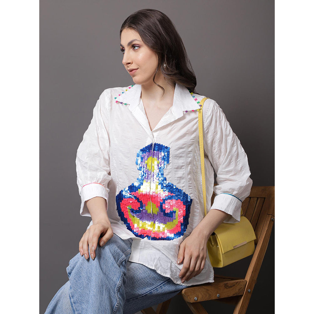 GAGAN VOHRA Womens Sequined White Shirt
