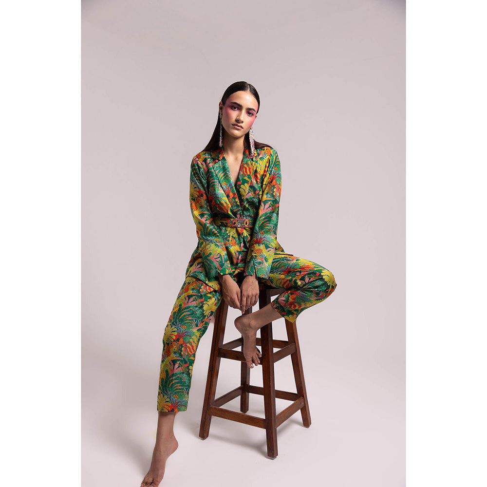 Gazab By Miku Kumar Green The Tuileries Garden Paris Co-Ord (Set of 3)