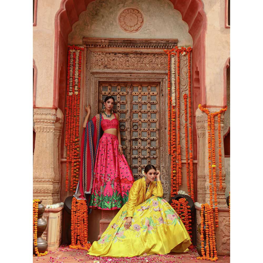 Gazab By Miku Kumar Pink Zooni Lehenga with Blouse and Dupatta (Set of 3)