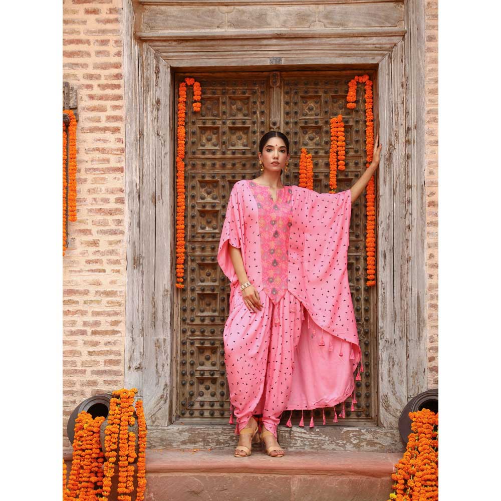 Gazab By Miku Kumar Pink Eta Kaftan with Dhoti (Set of 2)