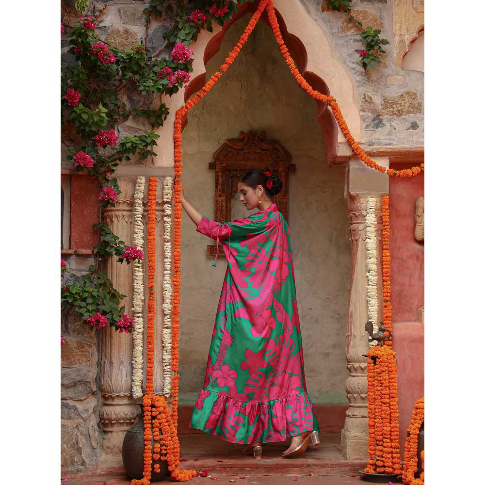 Gazab By Miku Kumar Multi-Colour Lily Bustier with Pant and Cape (Set of 3)