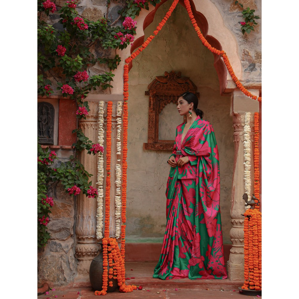 Gazab By Miku Kumar Multi-Colour Daizy Saree with Blazer and Belt