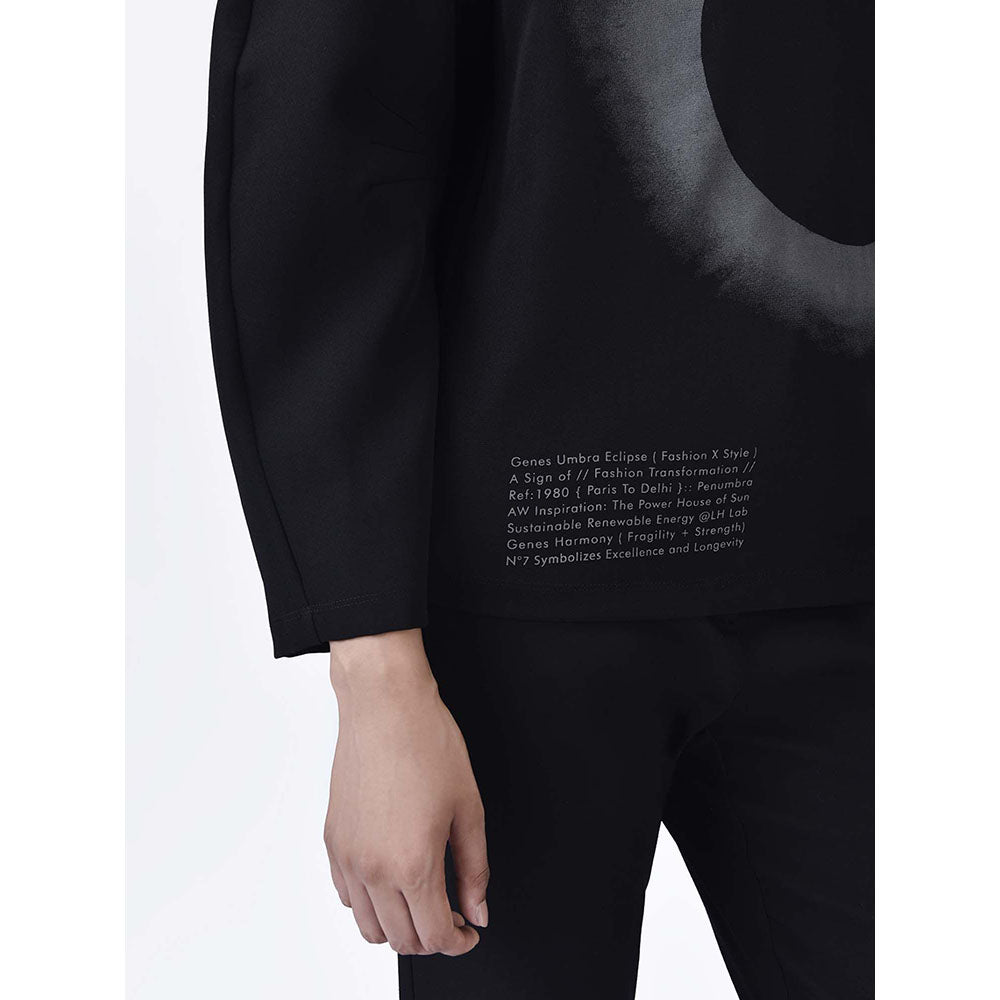 Genes Lecoanet Hemant Women Round Neck Black Printed Sweatshirt
