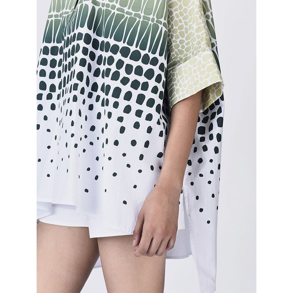 Genes Lecoanet Hemant Women Green Button Placket Printed Shirt