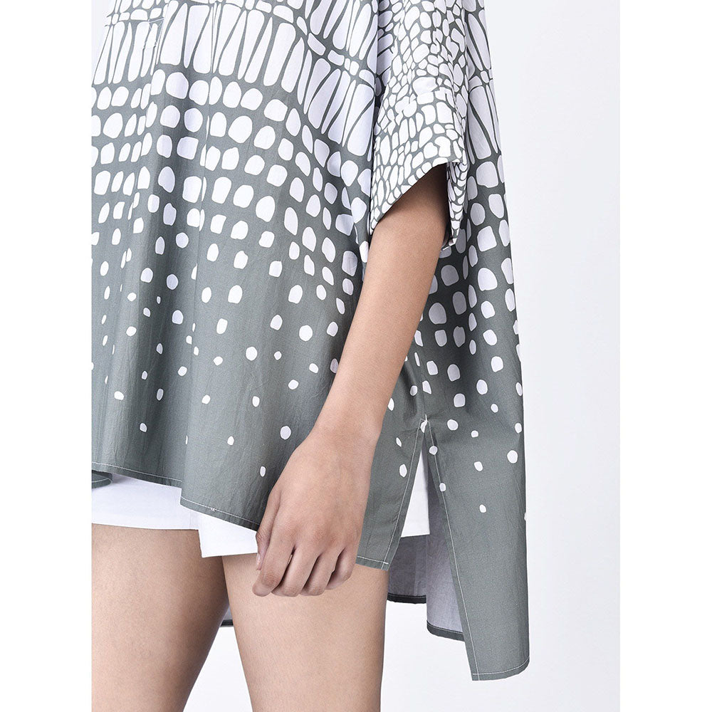 Genes Lecoanet Hemant Women High-Low Hemline Cotton Printed Shirt