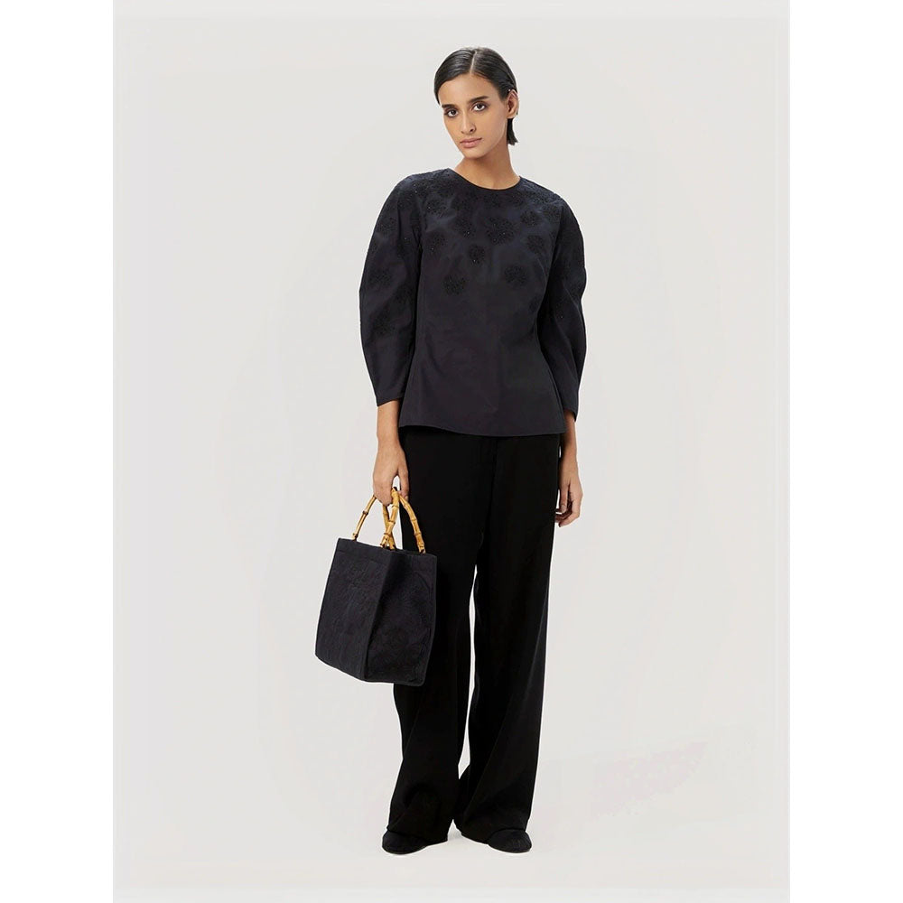Genes Lecoanet Hemant Women Black Cotton Embroidered Top