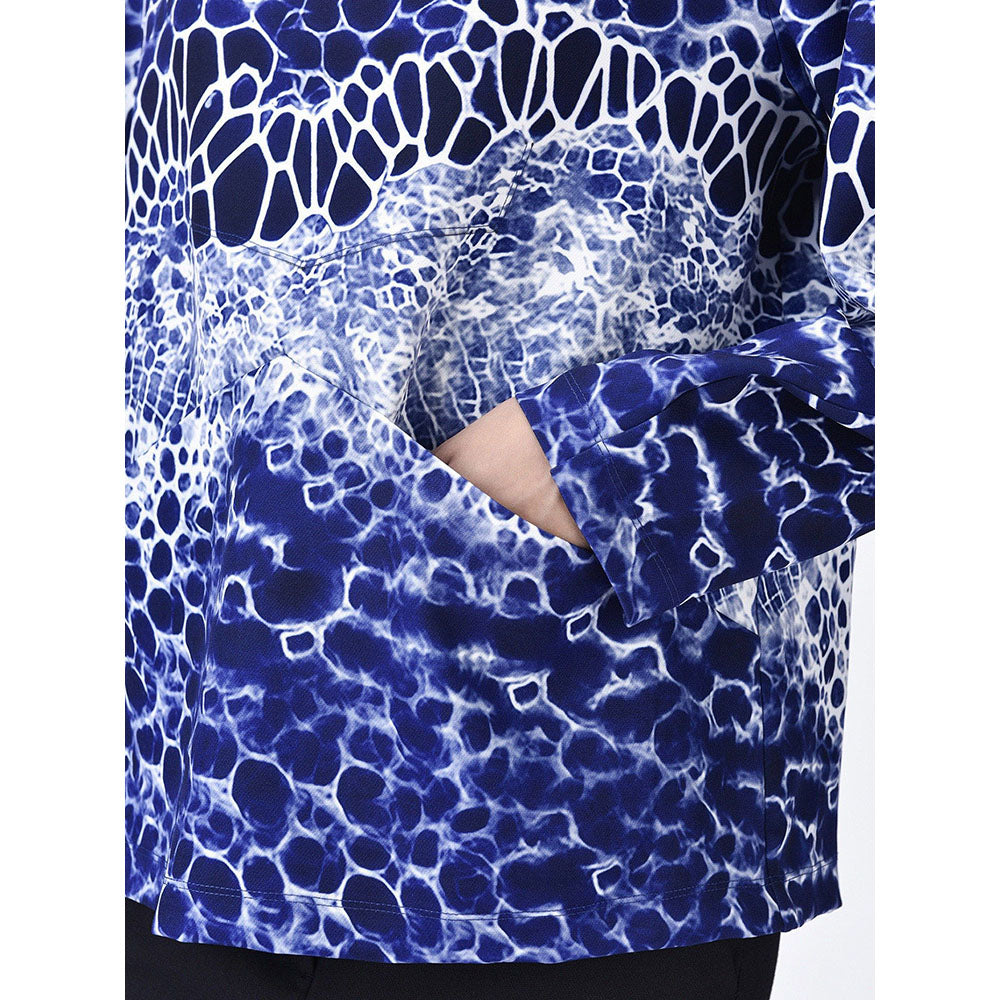 Genes Lecoanet Hemant Women Navy Blue High Neck Printed Top