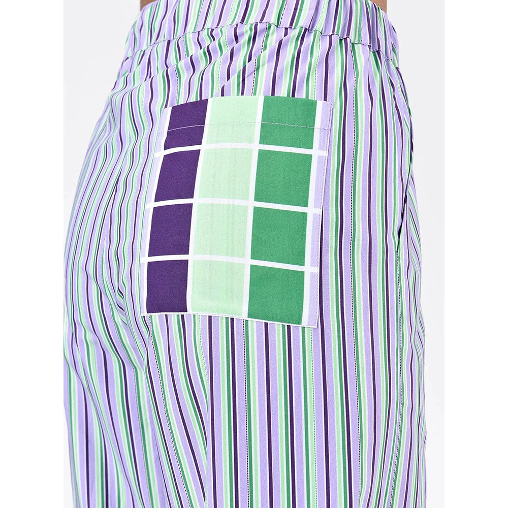 Genes Lecoanet Hemant Women Multi-Color Cotton Stripes Flared Pant