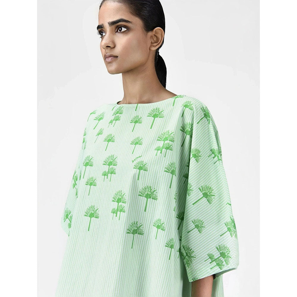Genes Lecoanet Hemant Women's Green Printed Mini Length Dress