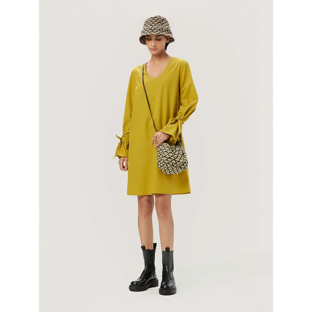 Genes Lecoanet Hemant Women's Yellow Solid Mini Length Dress