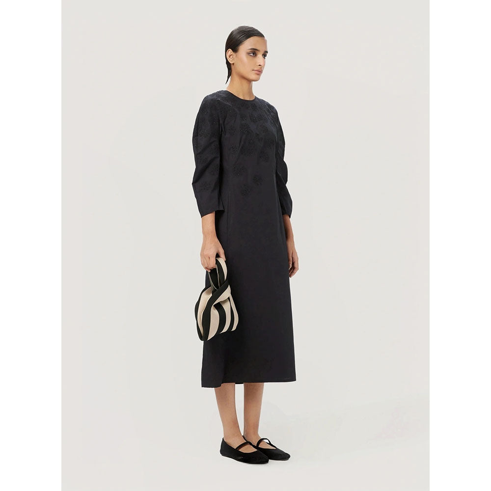 Genes Lecoanet Hemant Women's Black Sequined Midi Length Dress