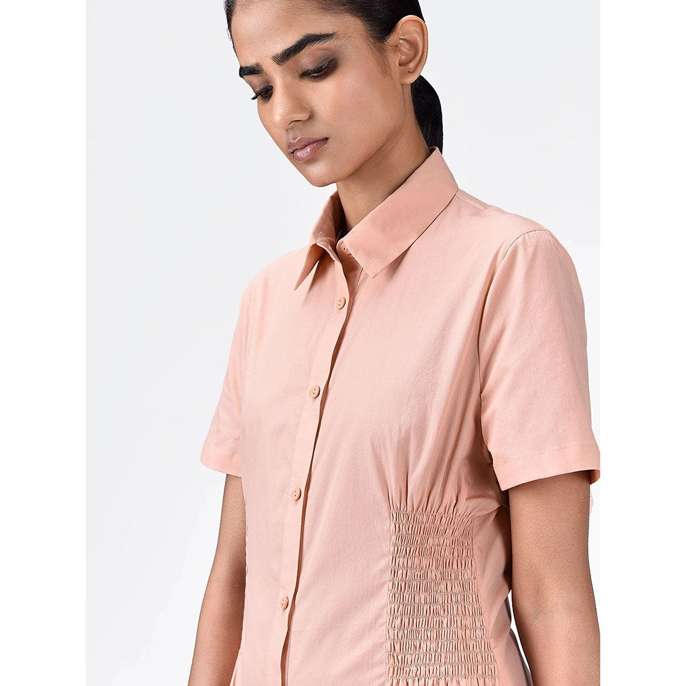 Genes Lecoanet Hemant Women's Peach Solid Knee Length Dress