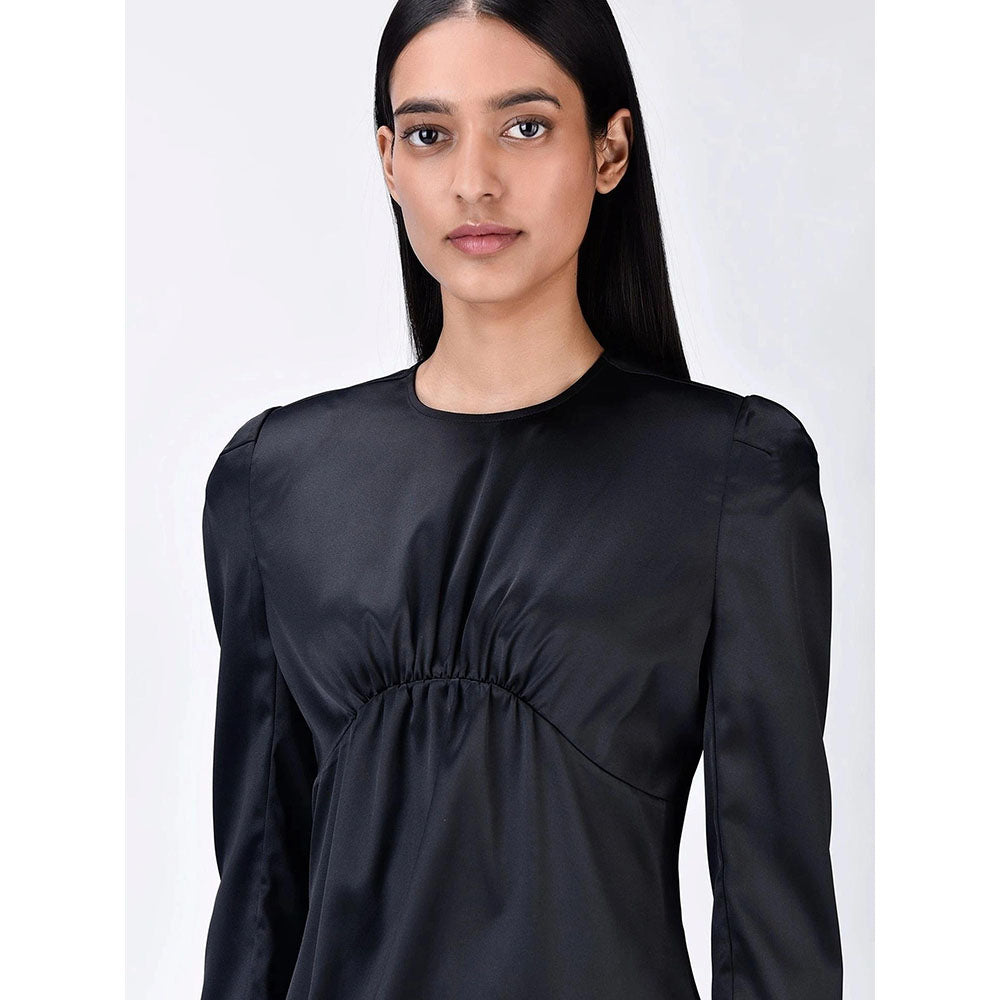 Genes Lecoanet Hemant Women Polyester Crepe Round Neck Dress