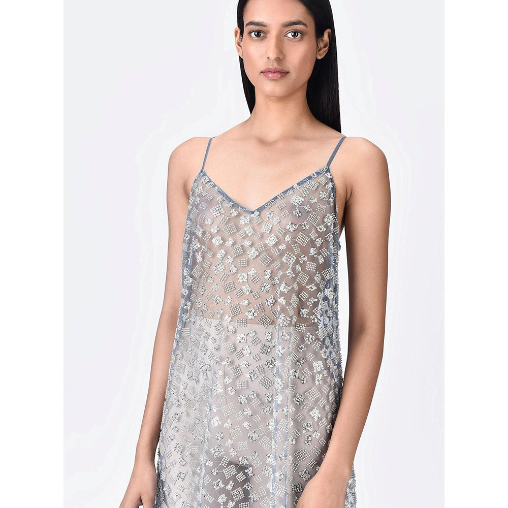 Genes Lecoanet Hemant Women Cotton V-Neck Embellished Sleeveless Maxi Dress