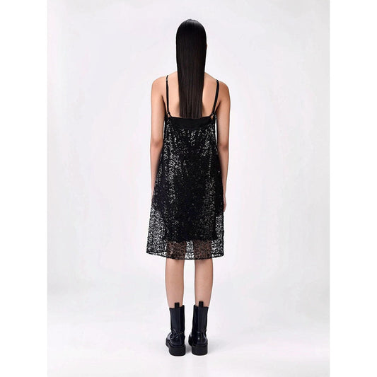 Genes Lecoanet Hemant Women Cotton V-Neck Embellished Sleeveless A-Line Dress